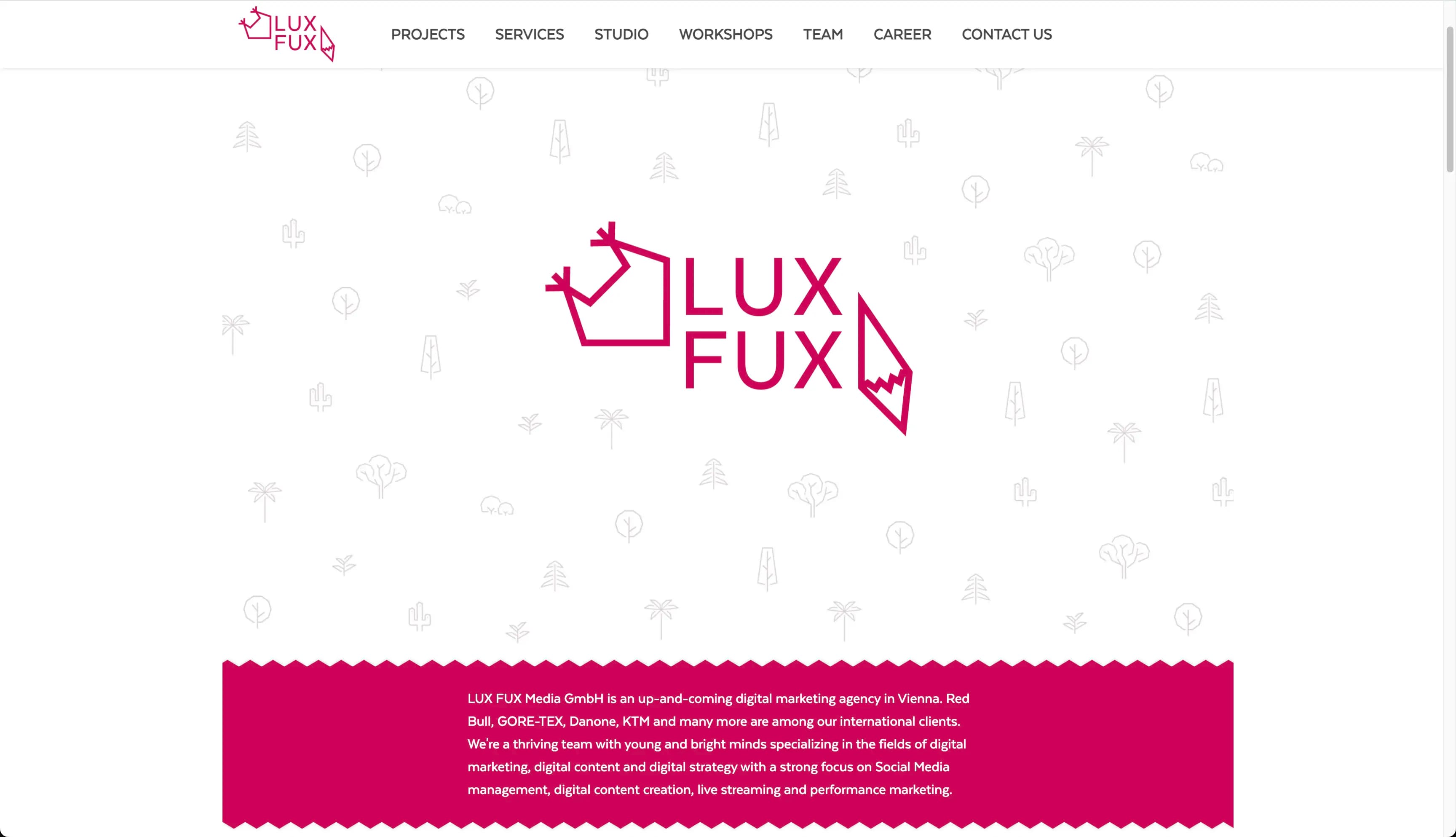 LUX FUX agency website interface