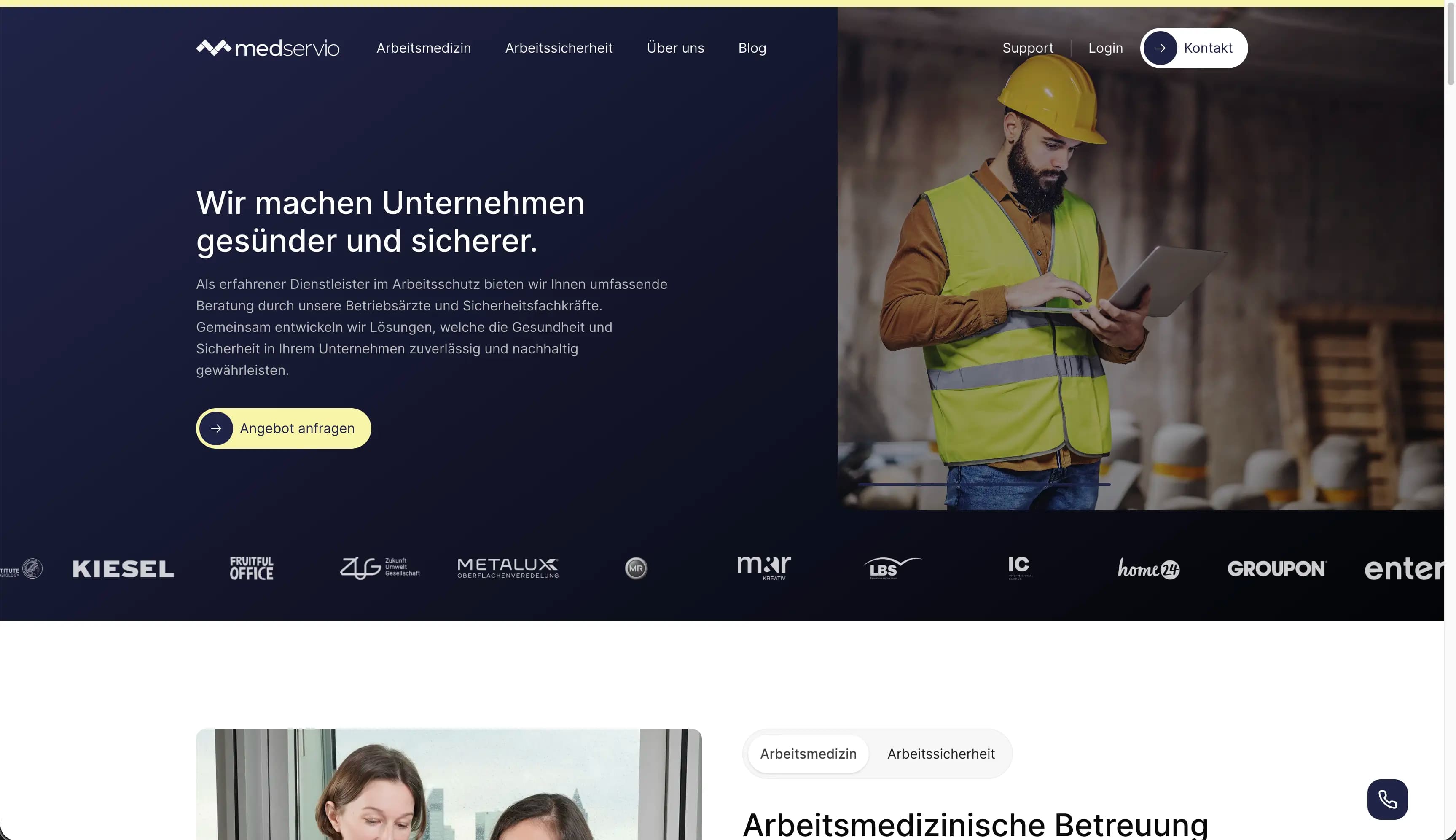 Medservio booking platform interface